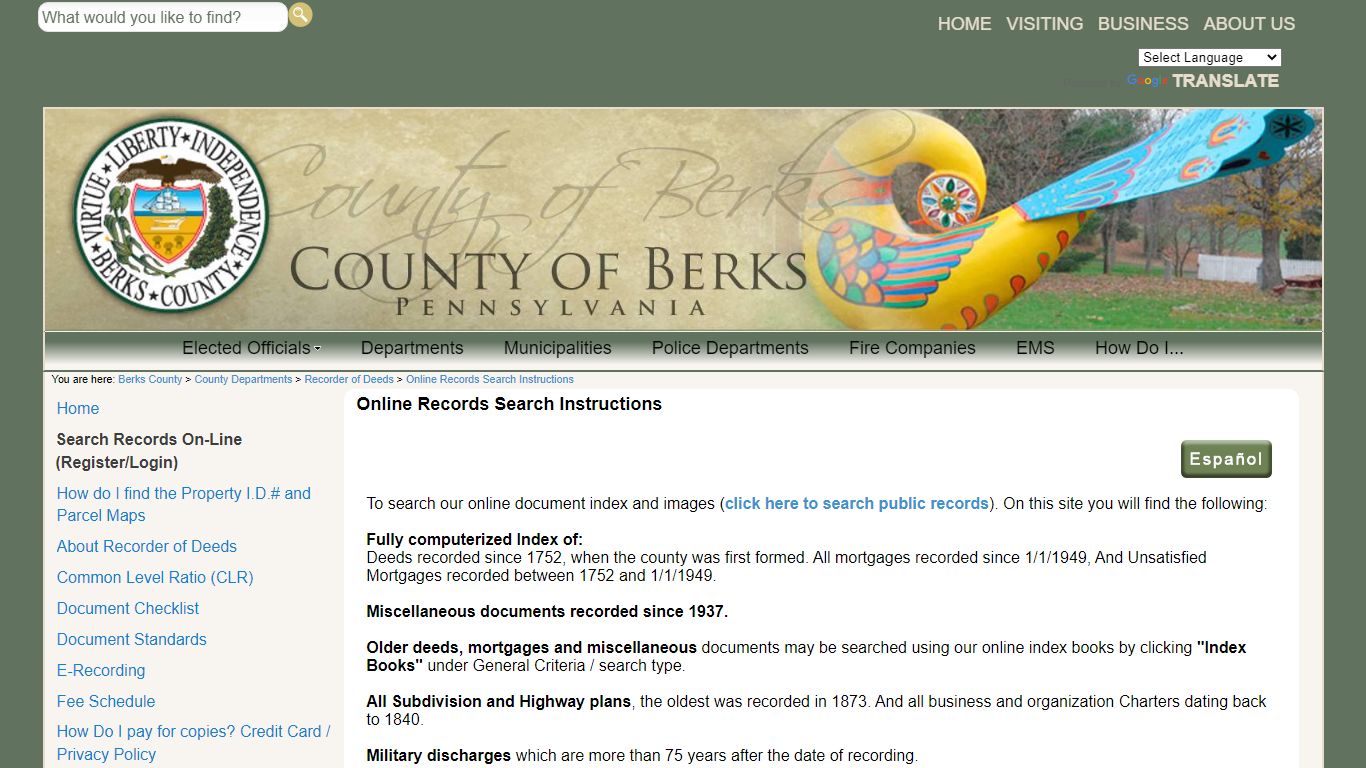 Online Records Search Instructions - County of Berks Home